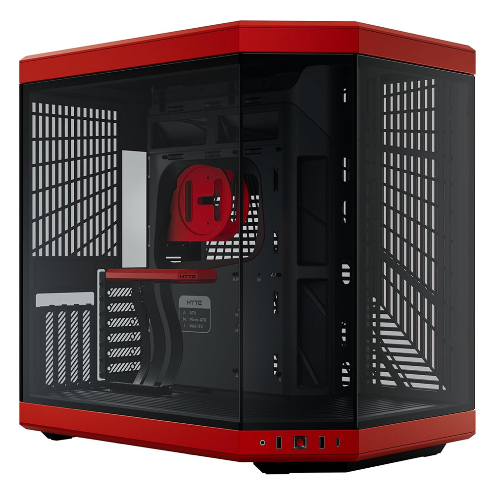Case HYTE Y70 BLACK/RED PC Mid Tower ATX, E-ATX , Triplo Vetro temperato, Porte 1x USB-C 3.2 Gen 2, 2x USB-A 3.2 Gen 1
