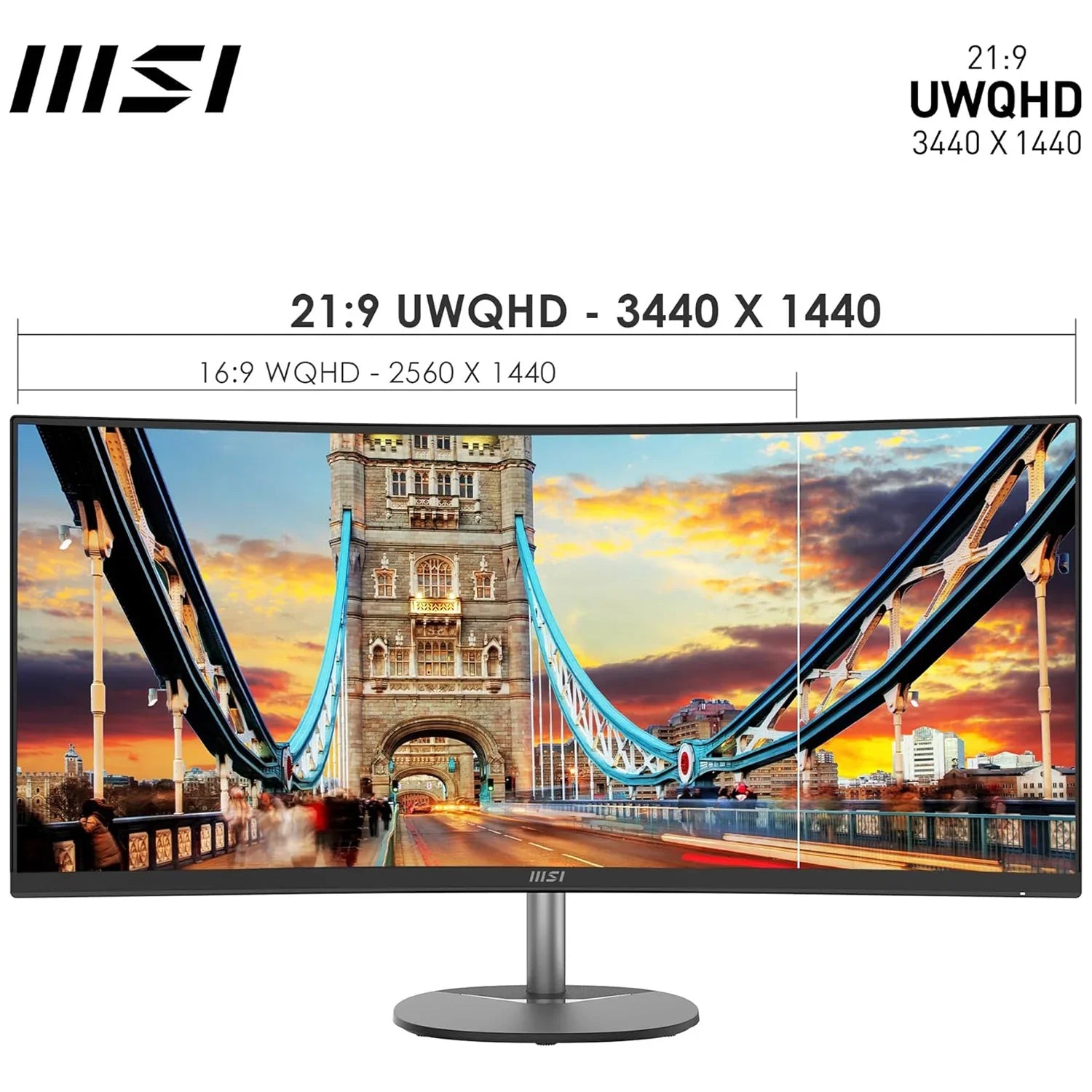 Monitor Curvo 34" Ultrawide UWQHD MSI PRO MP341CQ Monitor Curved LED 2K 100Hz , Pannello VA , 1 ms , 2x HDMI , 1x DisplayPort - BREUNOR