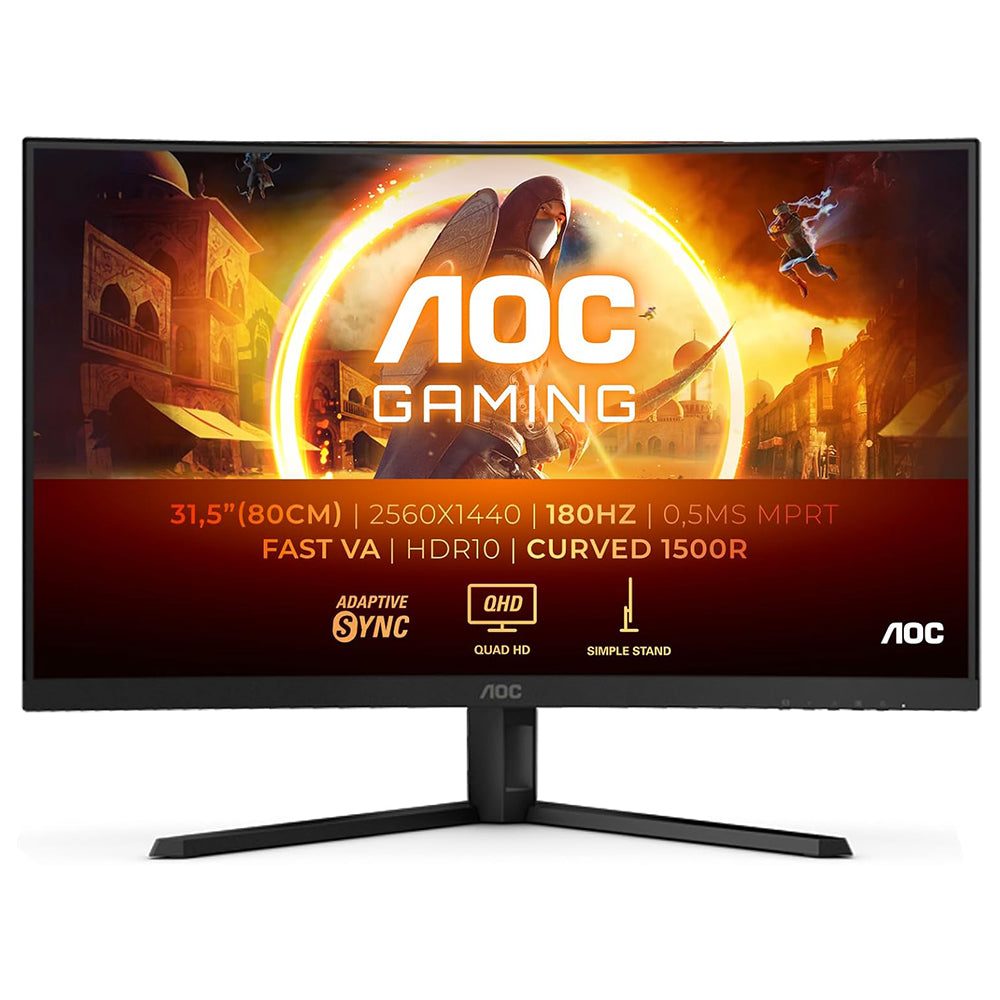 Monitor Gaming 2K Curvo AOC CQ32G4VE - 32" VA QHD  Full HD, 180Hz, 0.5ms, FreeSync Premium 2560x1440, HDMI, DisplayPort