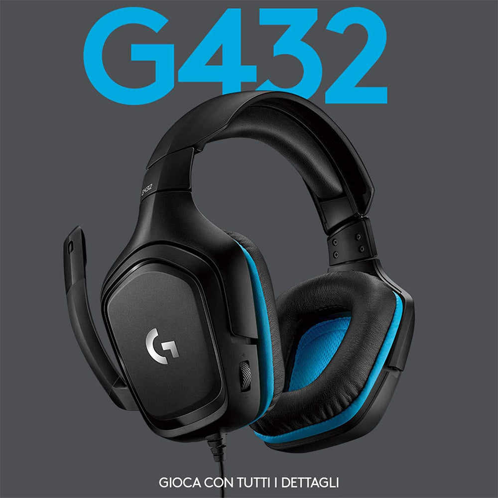 Logitech G G432 Cuffie Gaming Cablate, Audio Surround 7.1