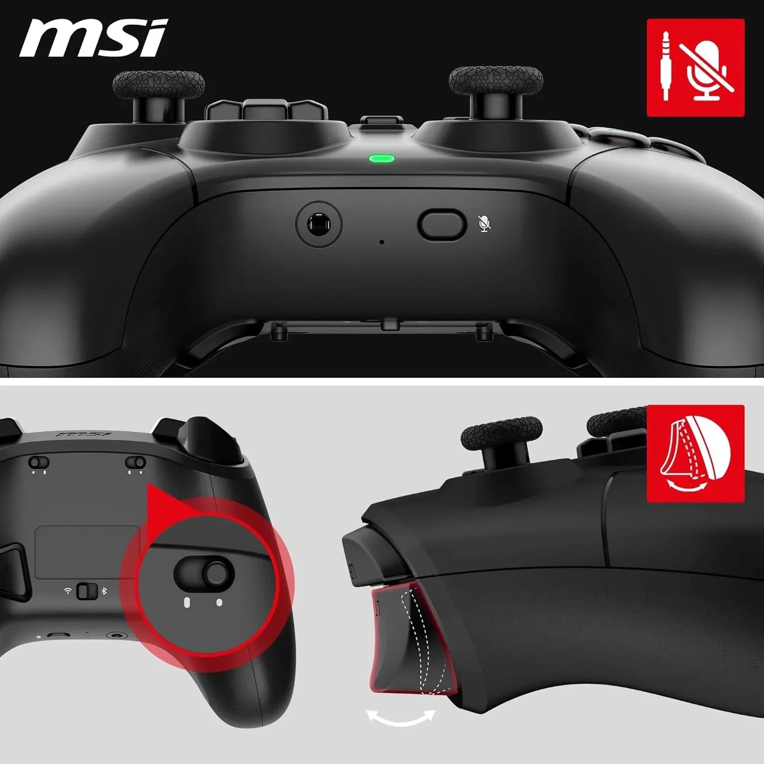 JOYPAD WIRELESS MSI FORCE GC300 Bluetooth, USB Type-C a A - Cablato/Wireless , Gamepad Controller MSI - BREUNOR