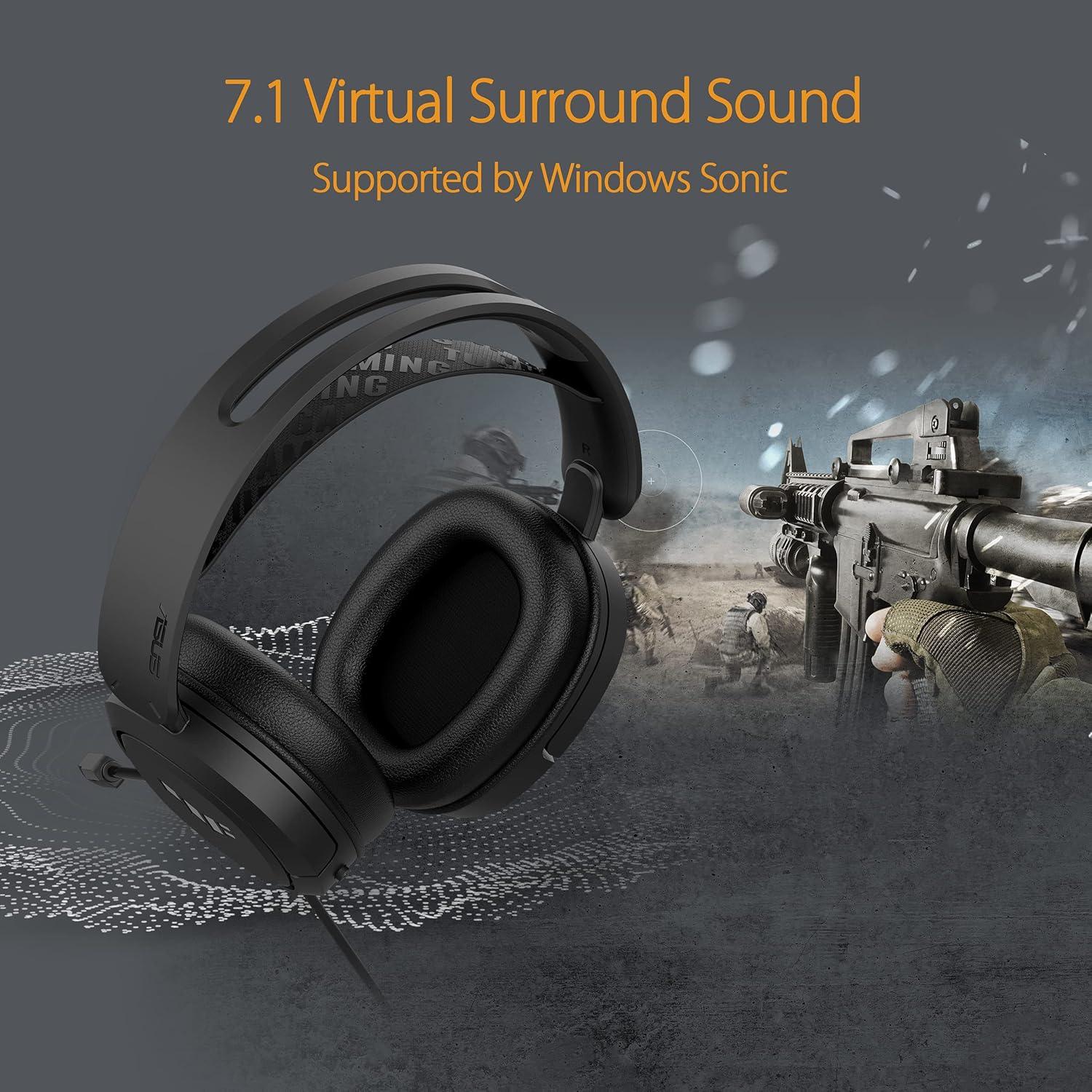 ASUS TUF Gaming H1, Cuffie Cablate con Driver da 40mm, Jack da 3,5mm, Suono Surround 7.1, - BREUNOR