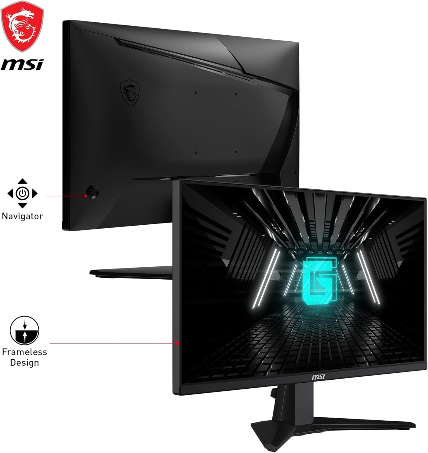 MSI G255F Monitor Gaming 24,5", 180 Hz, 1ms, Rapid IPS, FHD (1920x1080), Adaptive Sync, Night Vision, Anti-flickr, Less Blue light - Display Port 1.2a / HDMI 2.0b