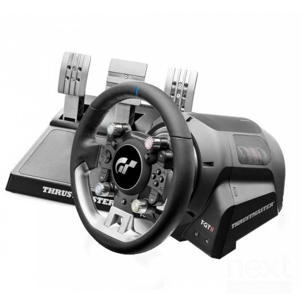 Thrustmaster T-GT II Volante con Pedaliera a 3 Pedali, PS5, PS4, PC, Force Feedback in Tempo Reale, Motore Brushless da 40 watt, Sistema a Doppia Cinghia, Tecnologia Magnetica, Volante Intercambiabile PS5/PS4/PC