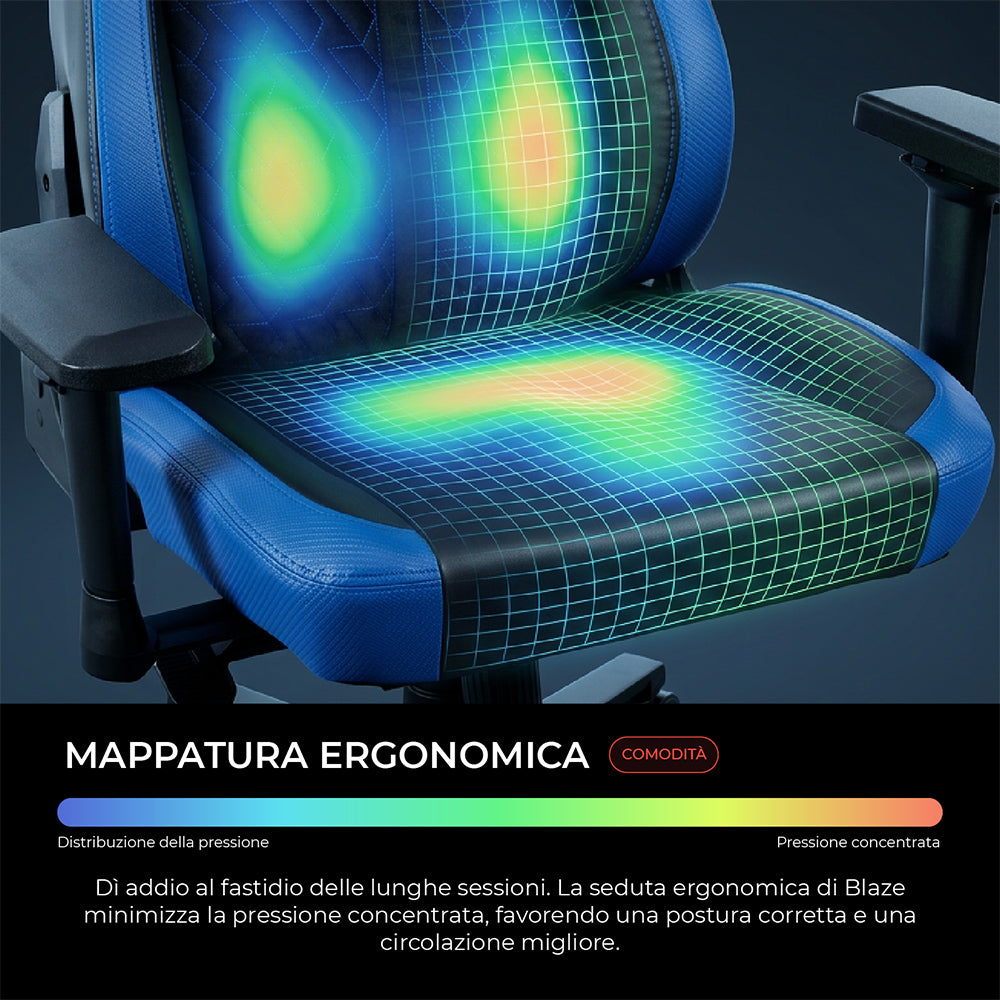 SEDIA GAMING NOUA BLAZE ERGONOMICA CON CUSCINO MAGNETICO MEMORY FOAM E BRACCIOLI 4D ( Black/Red)