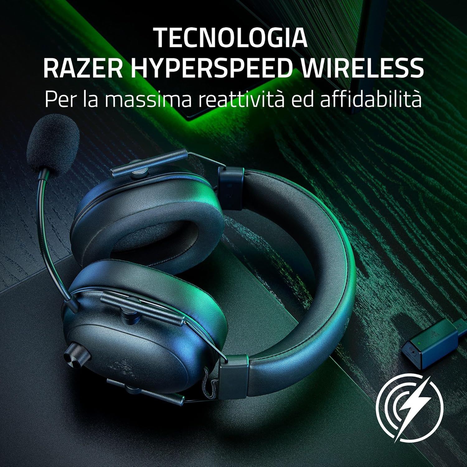 Razer BlackShark V2 HyperSpeed per PC Cuffie wireless per esport leggere ( 280g, Microfono HyperClear banda super larga, Driver TriForce in Titanio da 50 mm, Bluetooth)