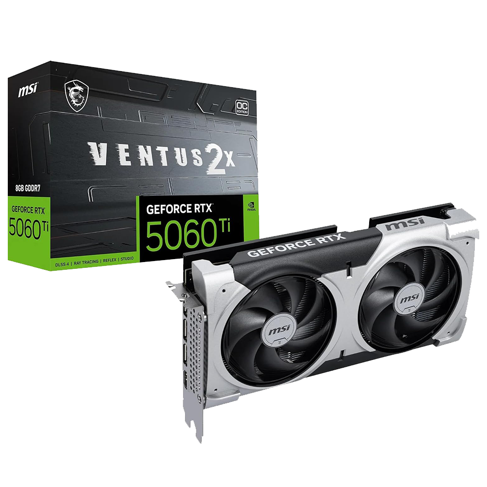 Scheda Video MSI GeForce RTX 5060 Ti 8G VENTUS 2X OC PLUS Scheda Video - Memoria 8GB (GDDR7), Interfaccia PCI Express Gen 5 x16
