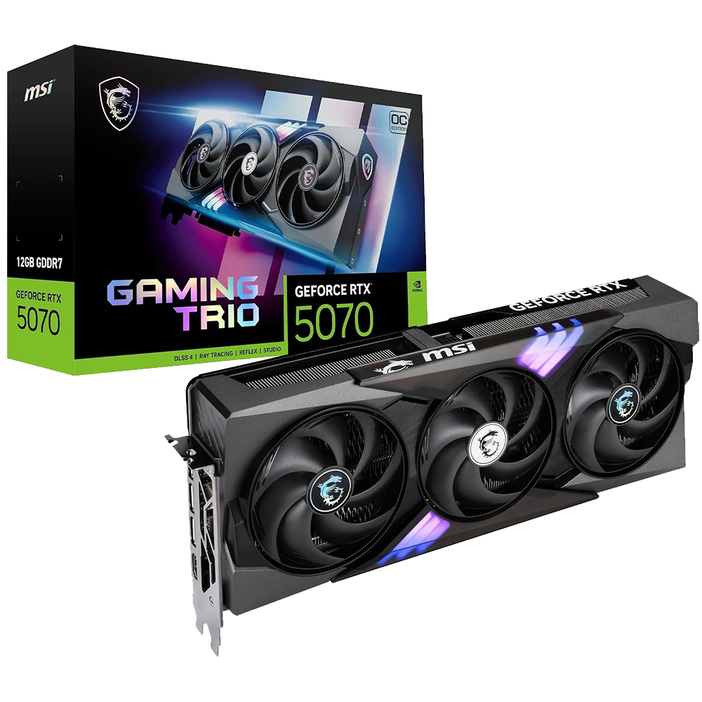 Scheda Video MSI GeForce RTX™ 5070 12G GAMING TRIO OC Scheda Video – GDDR7, 28Gbps, PCIe 5.0, HDMI 2.1, DP 2.1, 2625 MHz