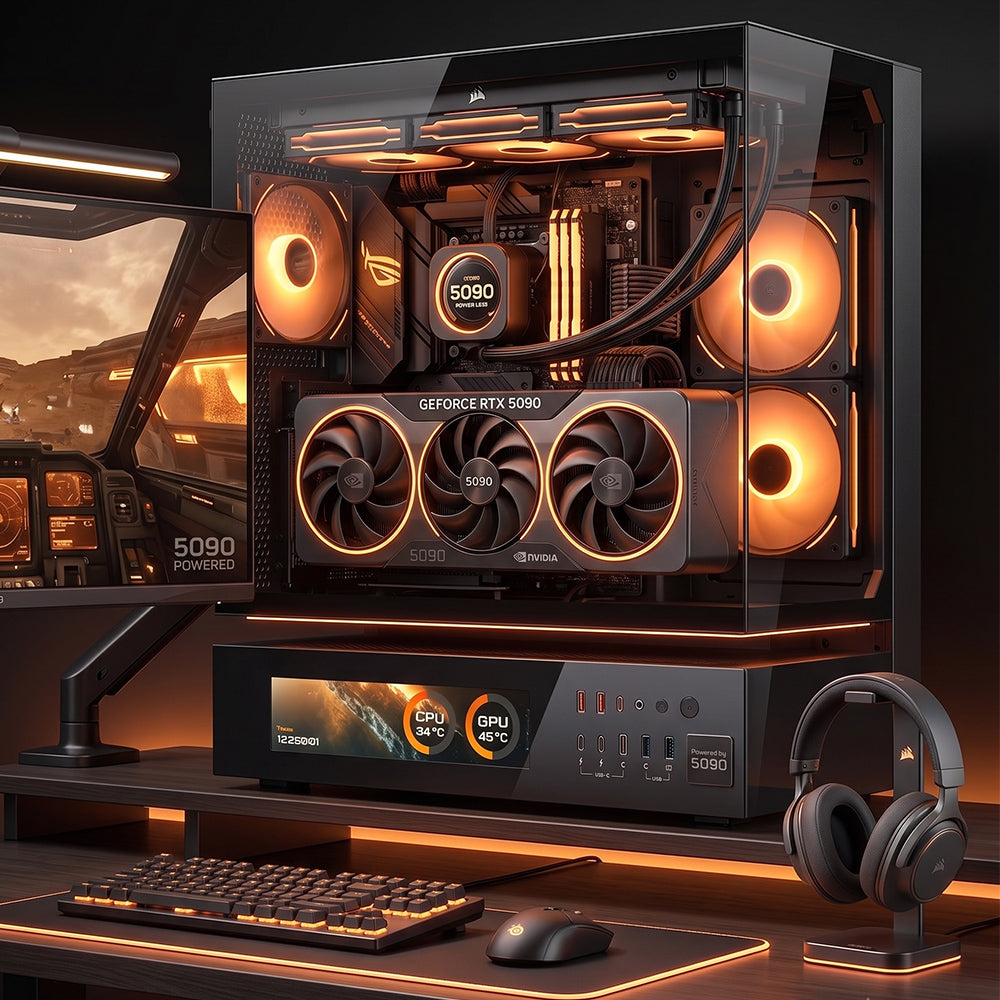 BREUNOR COLOSSUS - PC Gaming Ryzen 7 9850X3D, RTX 5090 32GB , RAM 32GB DDr5 6000MHz, SSD 2000GB NVMe, Dissipatore a Liquido 360mm, Windows 11 PRO