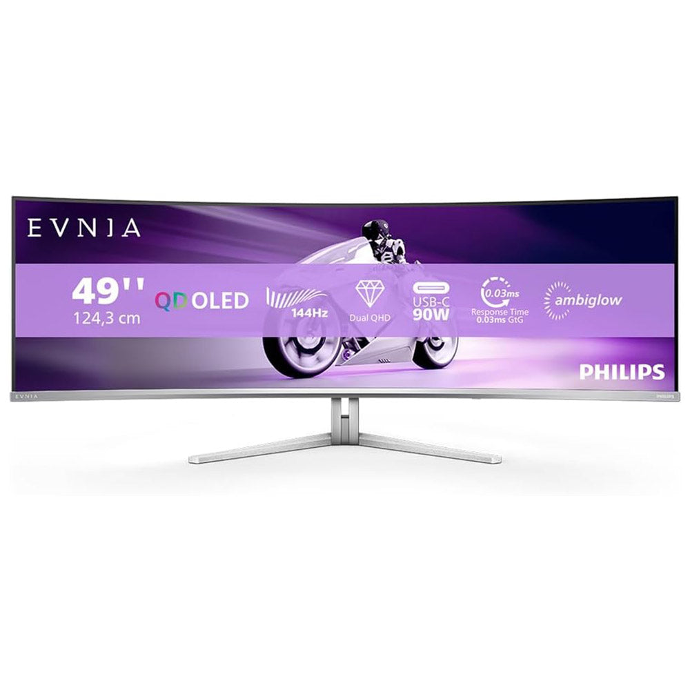 Monitor Gaming Curvo Philips 48.9" Curvo 5120x1440, DQHD, 144Hz, QD-OLED Panel, 0.03ms GtG, USB-C