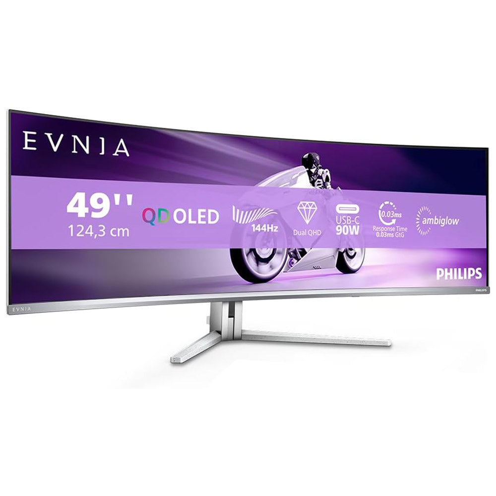 Monitor Gaming Curvo Philips 48.9" Curvo 5120x1440, DQHD, 144Hz, QD-OLED Panel, 0.03ms GtG, USB-C