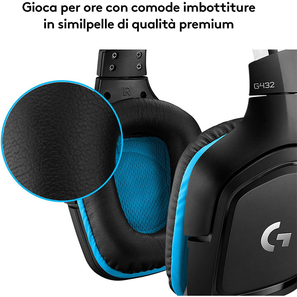 Logitech G G432 Cuffie Gaming Cablate, Audio Surround 7.1