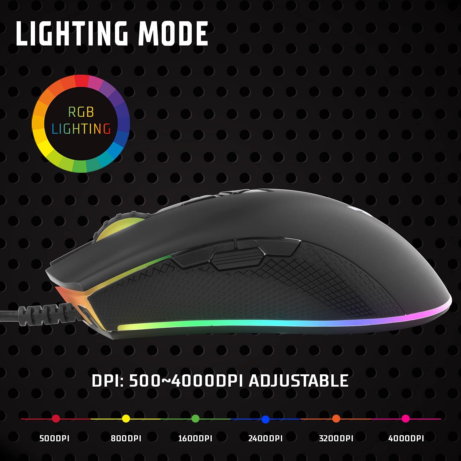 Itek G61-4000DPI Wired RGB Gaming Mouse, RGB, Software 