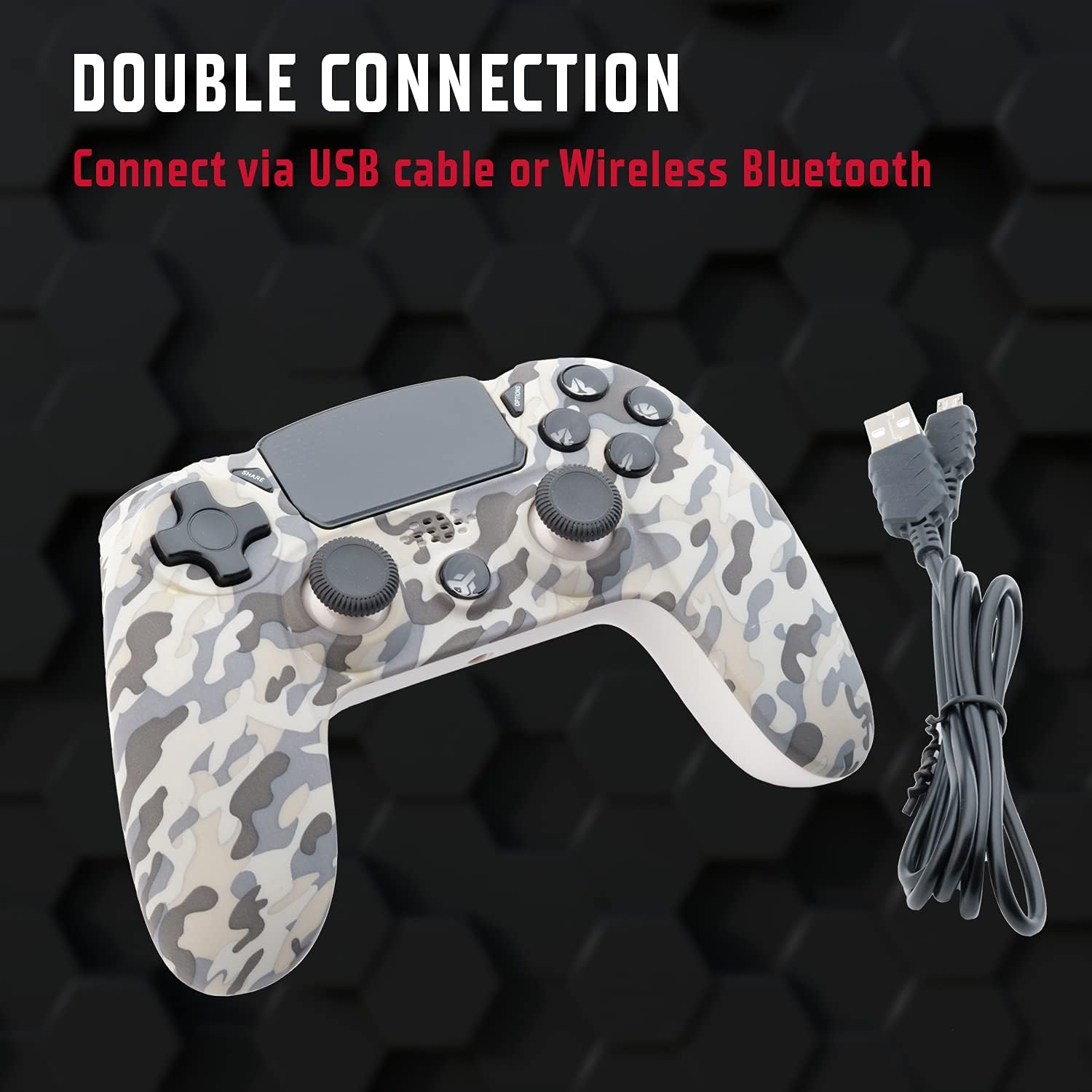 GAMEPAD CONTROLLER PC, PS4, Bluetooth, DualShock, Progr Keys, TouchPad Axis6, CAMO WHITE 