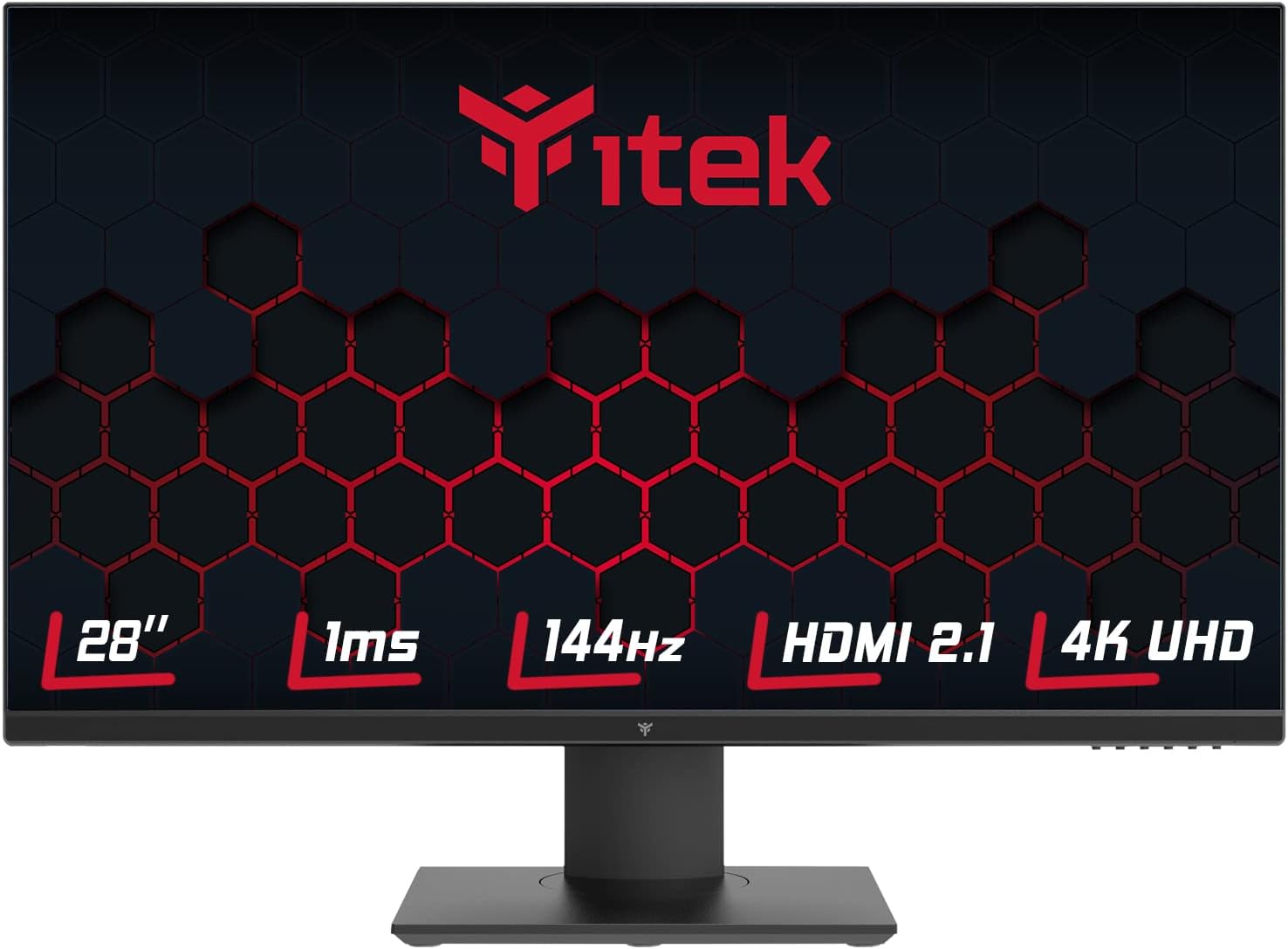 28" Itek GGF Monitor - Flat, 4K UHD 3840x2160 Resolution, 144Hz Fast IPS Panel, 16:9 Screen, 1ms OD Response 
