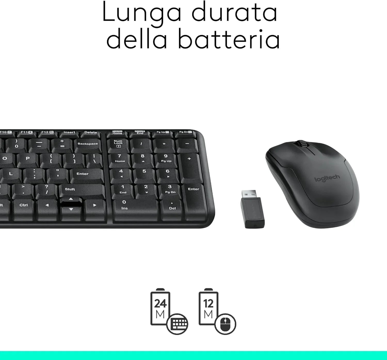 Kit Tastiera e Mouse Wireless Logitech MK220 Compatibile con PC, Laptop - BREUNOR