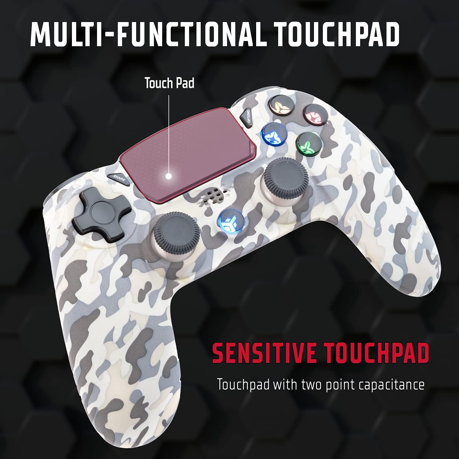 GAMEPAD CONTROLLER PC, PS4, Bluetooth, DualShock, Progr Keys, TouchPad Axis6, CAMO WHITE 