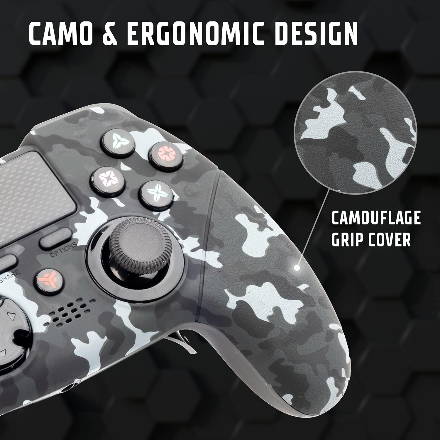 GAMEPAD CONTROLLER PC, PS4, Bluetooth, DualShock, Progr Keys, TouchPad Axis6, CAMO 