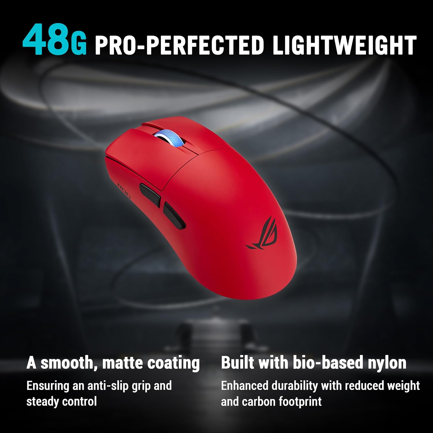 Mouse Gaming Wireless ASUS ROG Harpe II Ace, Red , 48g , Sensore Ottico AimPoint Pro 42K, Polling 8K