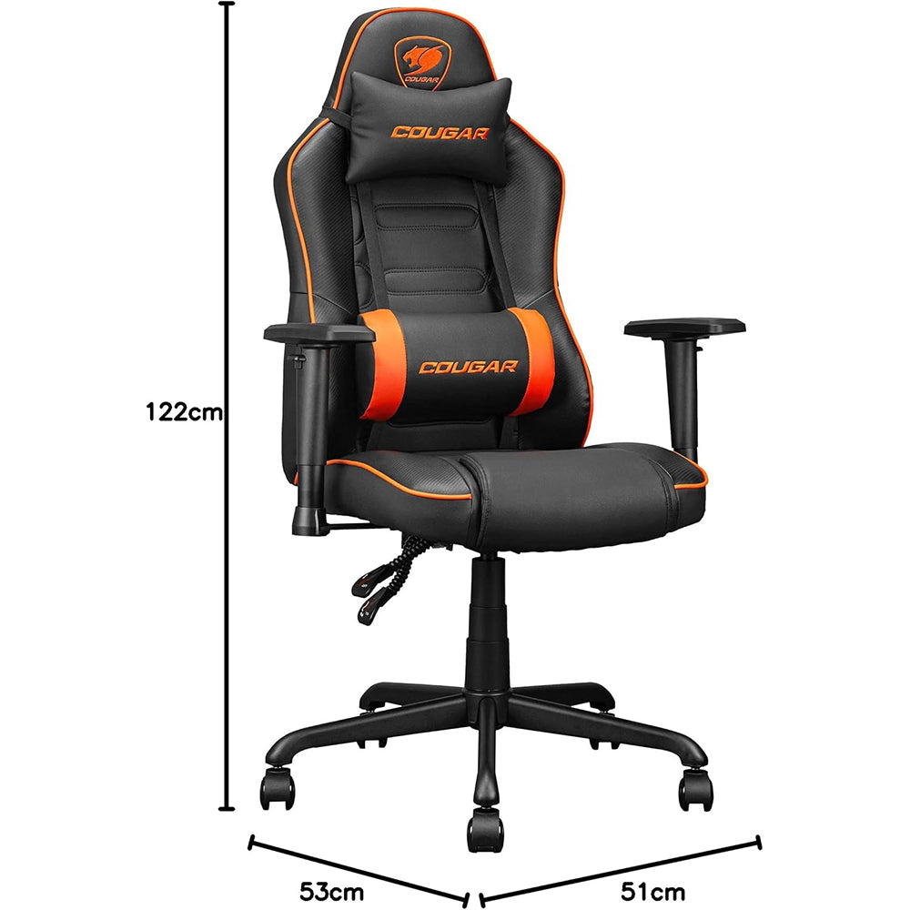 SEDIA GAMING COUGAR FUSION S ERGONOMICA CON SUPPORTO LOMBARE 3D E BRACCIOLI 2D (NERO/ARANCIO)