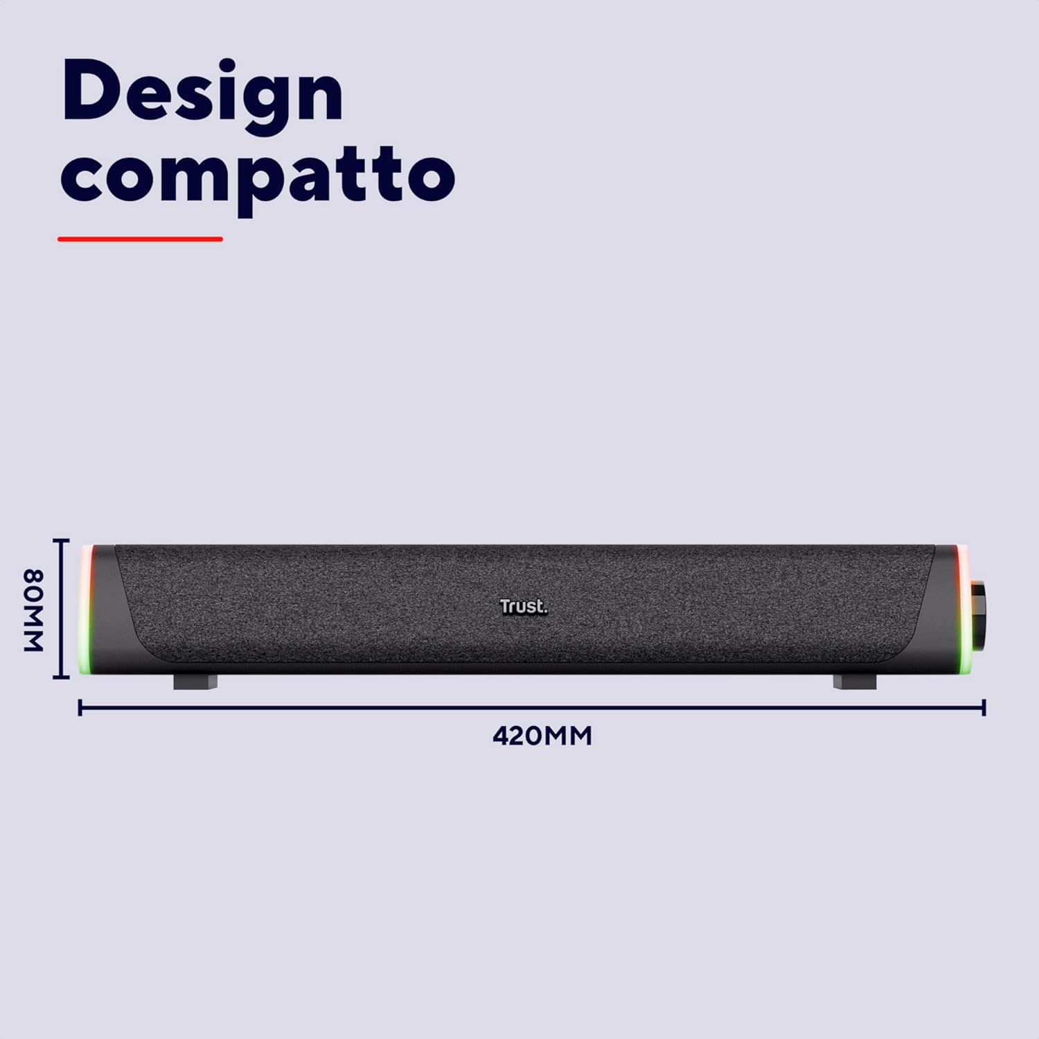 Speaker USB Trust Liro Soundbar PC 12W, Stereo Speaker con Illuminazione LED RGB, Sound Bar Jack AUX 3.5 mm, Casse PC