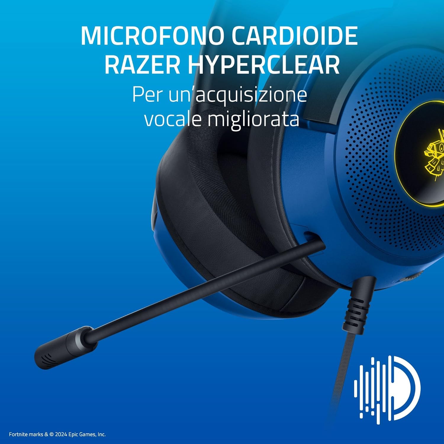 Razer Kraken V3 X - Cuffie da gioco USB cablate edizione Fortnite (cuffie ultraleggere, Driver TriForce da 40 mm)