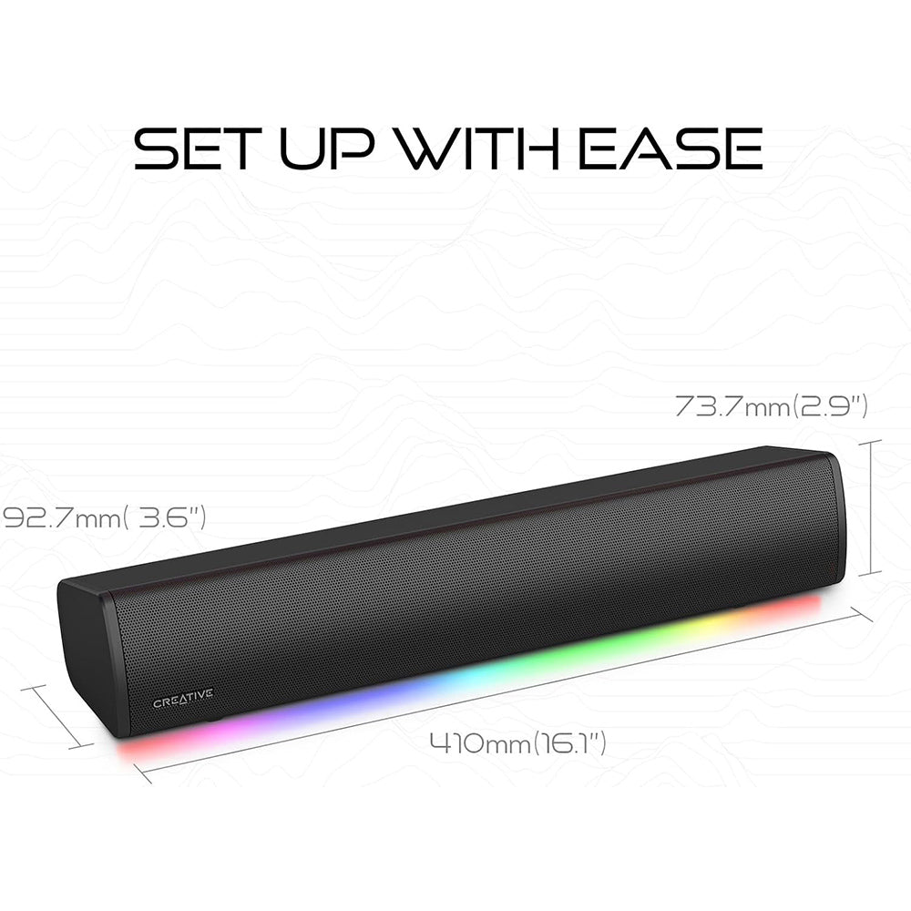 Speaker USB CREATIVE Soundbar compatta da gaming Sound Blaster GS3 (Bianca) con RGB e tecnologia SuperWide, Bluetooth 5.4