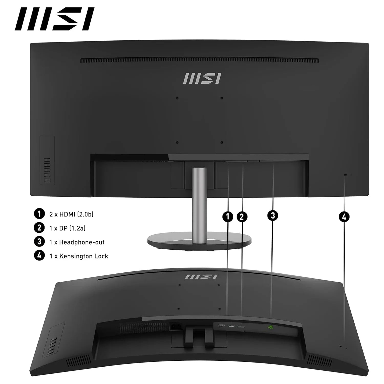 Monitor Curvo 34" Ultrawide UWQHD MSI PRO MP341CQ Monitor Curved LED 2K 100Hz , Pannello VA , 1 ms , 2x HDMI , 1x DisplayPort - BREUNOR