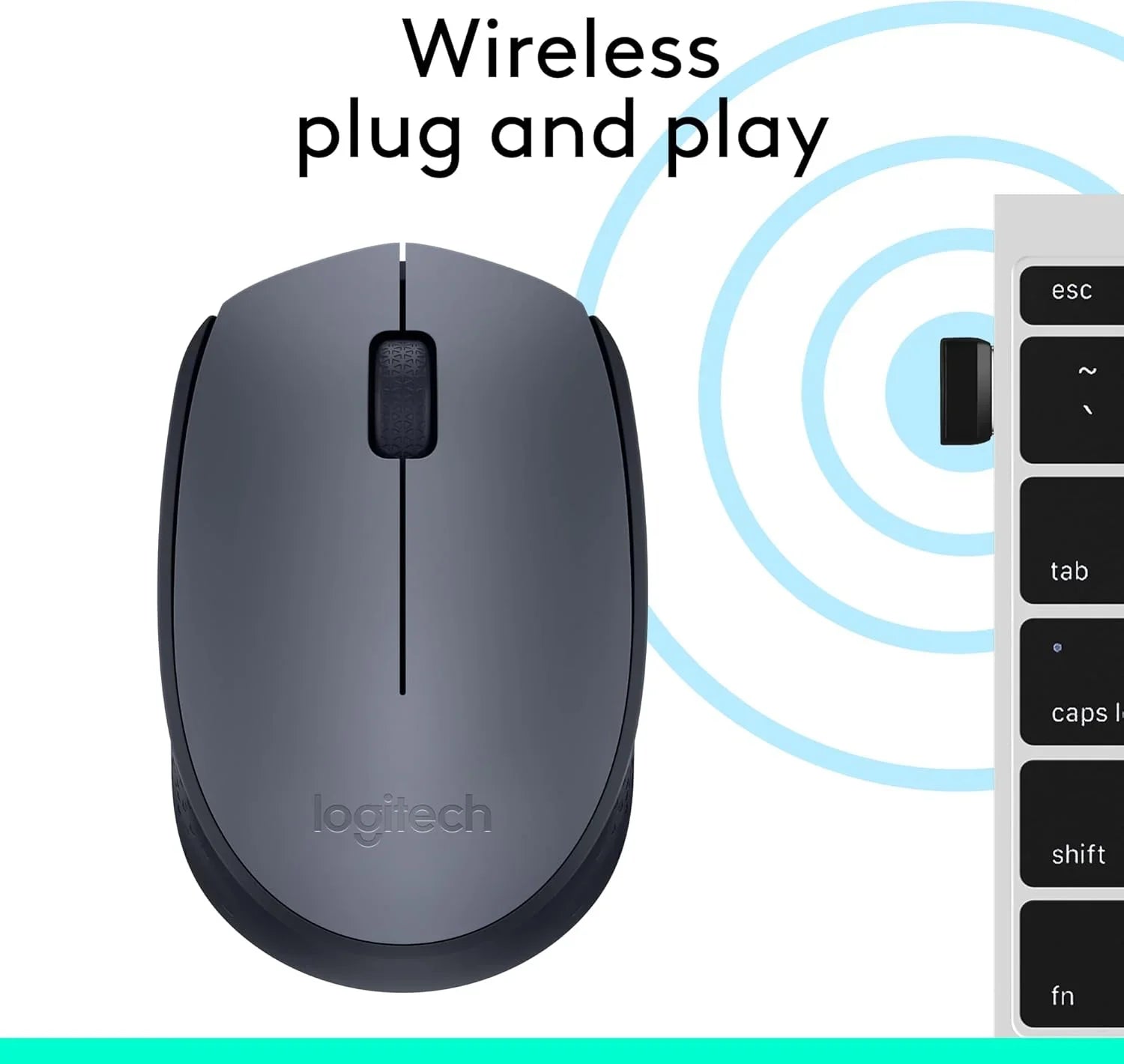 Logitech M170 Mouse Ottico 800dpi 2 tasti Wireless Nero - BREUNOR