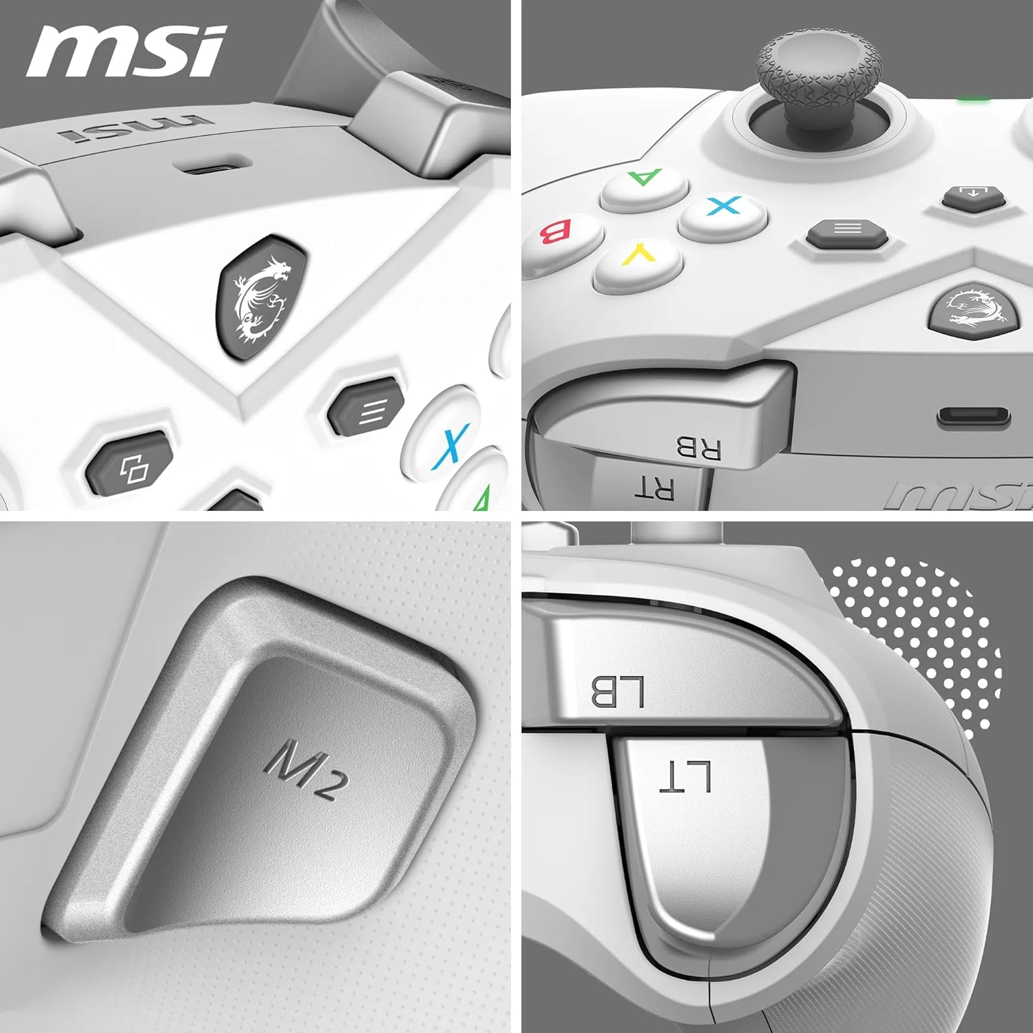 JOYPAD WIRELESS BIANCO MSI FORCE GC300 Bluetooth, USB Type-C a A - Cablato/Wireless , Gamepad Controller MSI