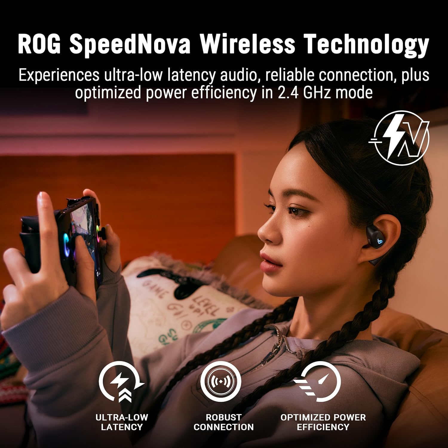 ASUS ROG Cetra Open - Auricolari Gaming Wireless, Connessione ROG SpeedNova 2,4 GHz e BT 6.0