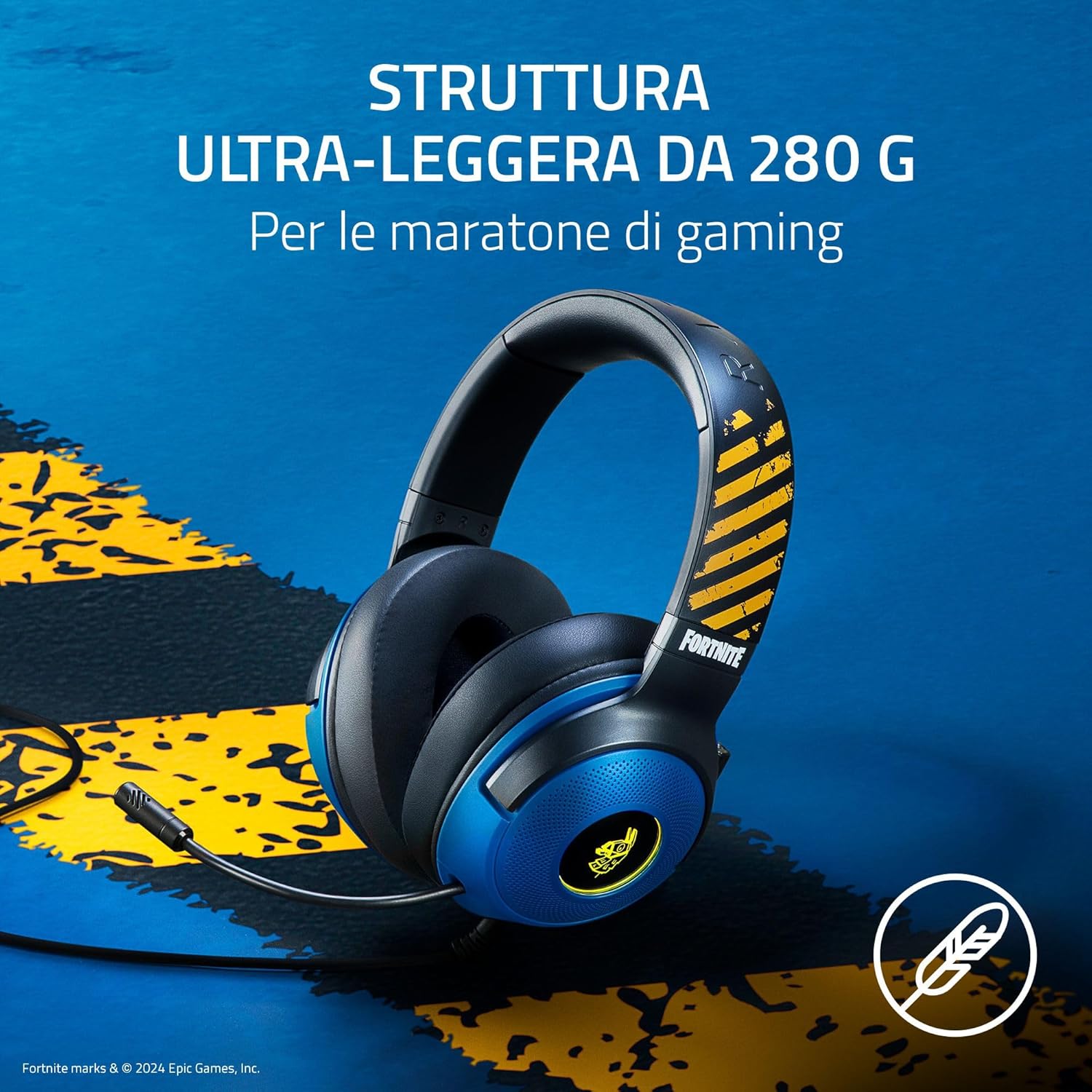 Razer Kraken V3 X - Cuffie da gioco USB cablate edizione Fortnite (cuffie ultraleggere, Driver TriForce da 40 mm)