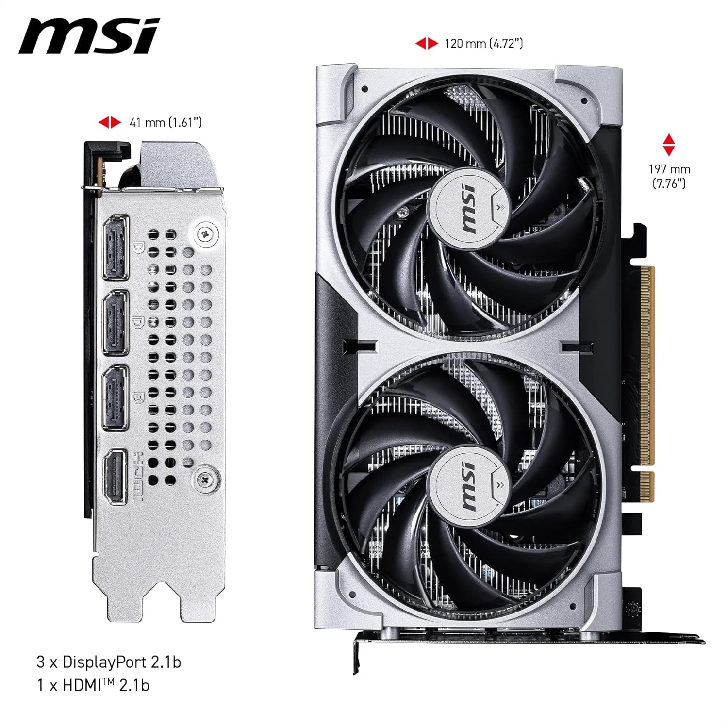 Scheda Video MSI GeForce RTX 5060 Ti 8G VENTUS 2X OC PLUS Scheda Video - Memoria 8GB (GDDR7), Interfaccia PCI Express Gen 5 x16