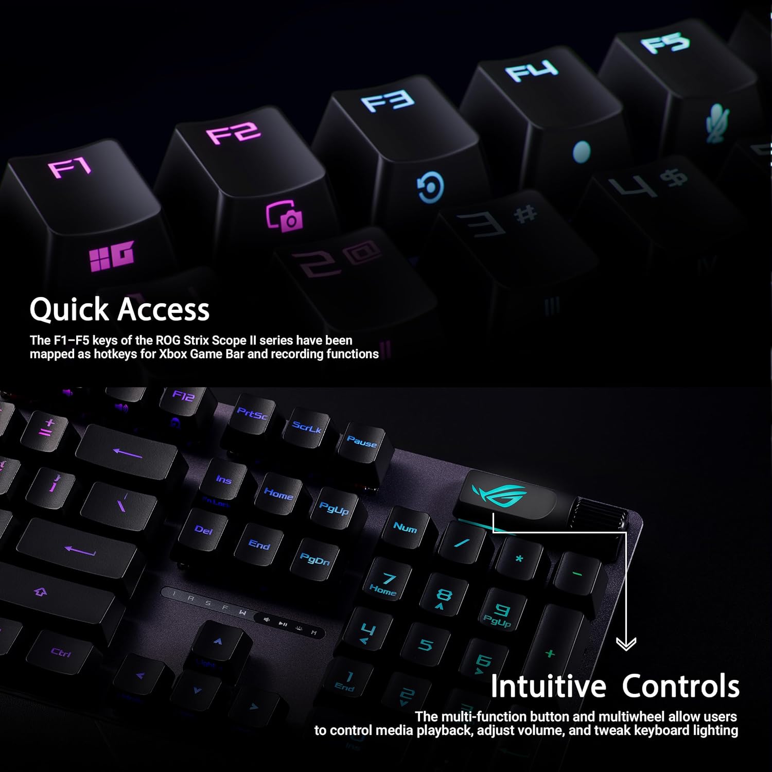 ASUS ROG Strix Scope II RX, Tastiera Gaming, Interruttori Rossi ROG RX prelubrificati e con Schiuma Ammortizzante, Copritasti PBT