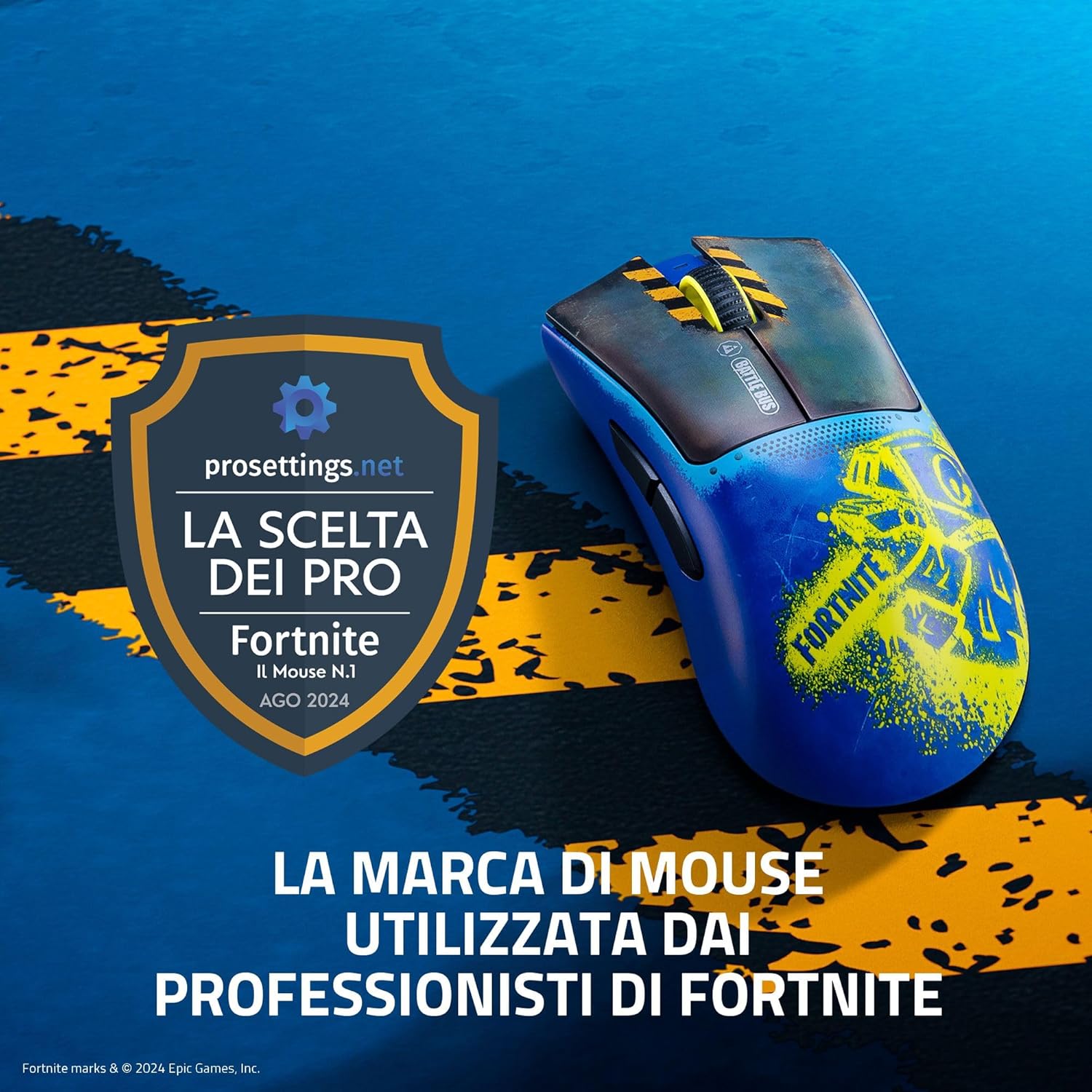Razer DeathAdder V3 Pro Fortnite Edition - Mouse Gaming wireless Esports - Sensore ottico Focus Pro 30K DPI - 63g