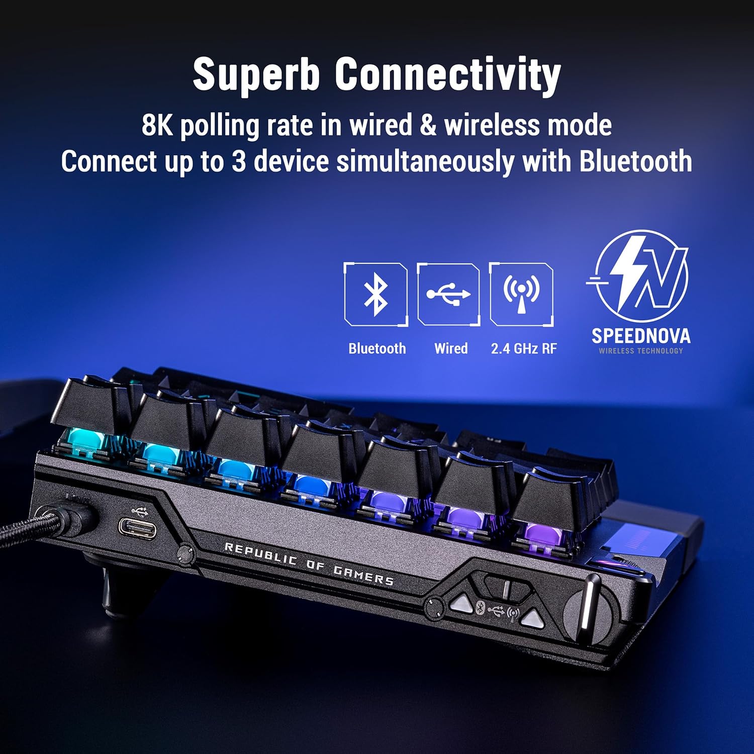 ASUS ROG Falcata, Tastiera Split Gaming al 75%, Switch magnetici ROG HFX V2, Sensori ROG Hall