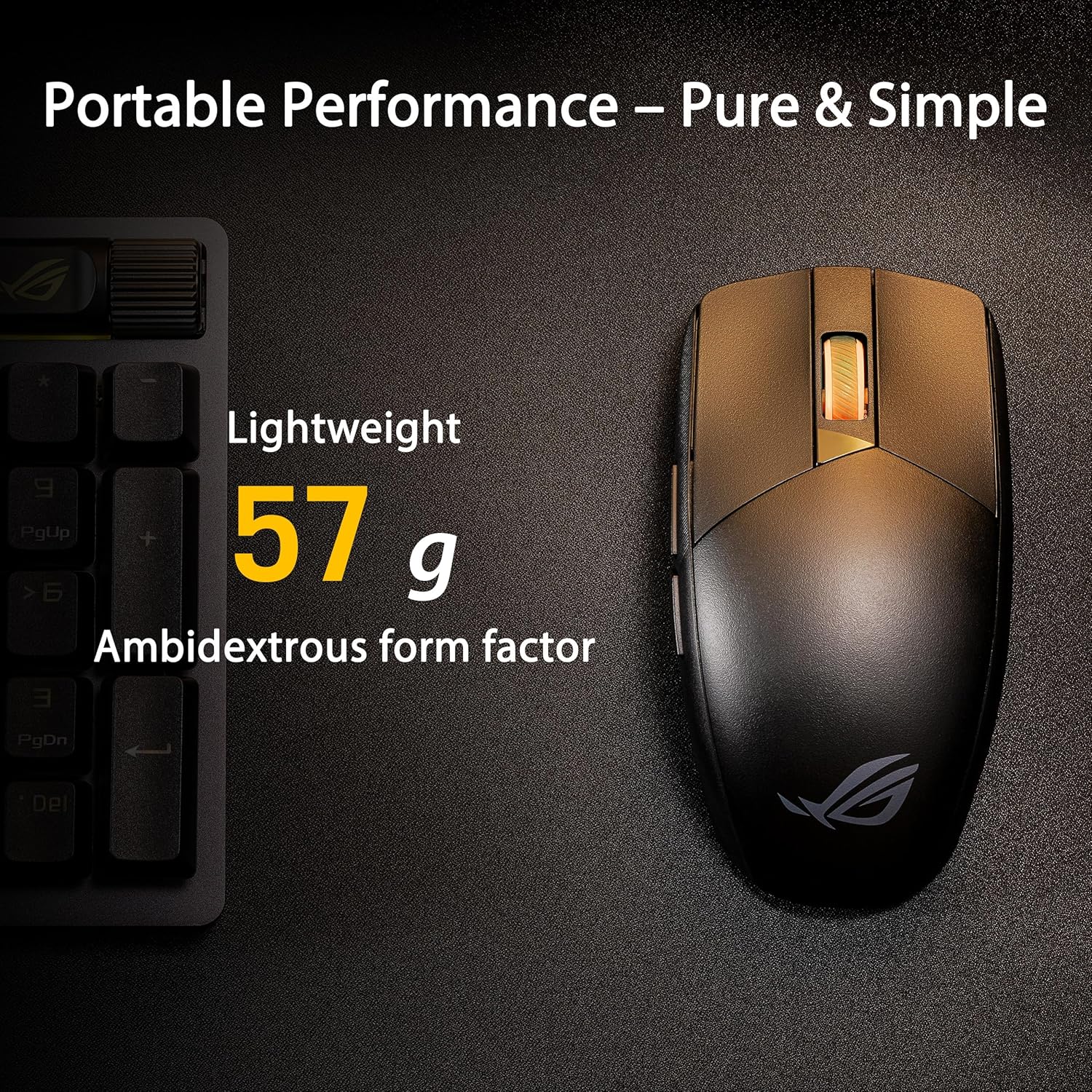Mouse Gaming Wireless ASUS ROG Strix Impact III ,  Leggero 57 g, Sensore 36K DPI, Bluetooth, 2,4GHz RF, ROG SpeedNova