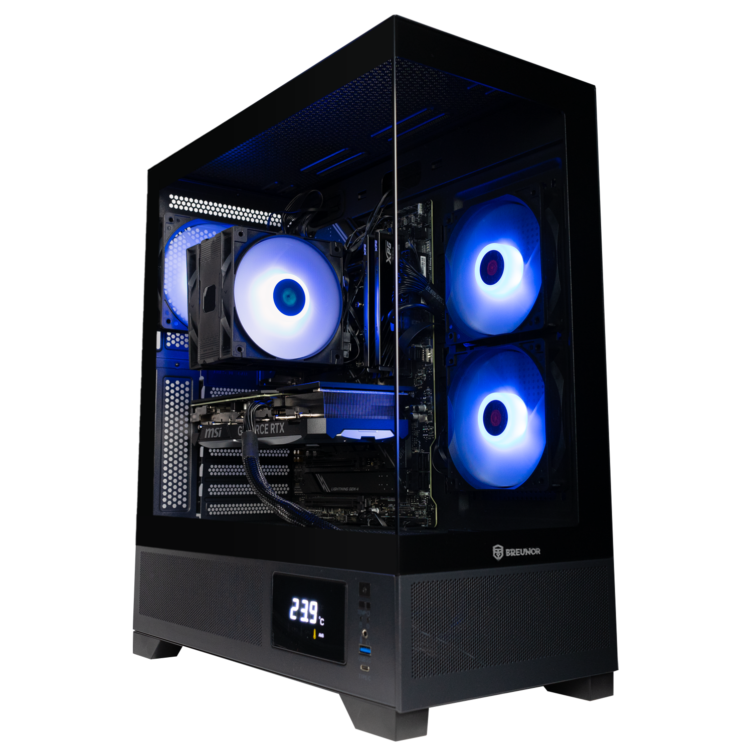 BREUNOR VORTEX Pc Gaming Ryzen 5 7600 6 Core fino a 5.1GHz, RX 7800XT 16Gb, SSD NVMe 1000Gb, RAM 32GB DDR5 6000MHz, Dissipatore a torre, Windows 11 Pro