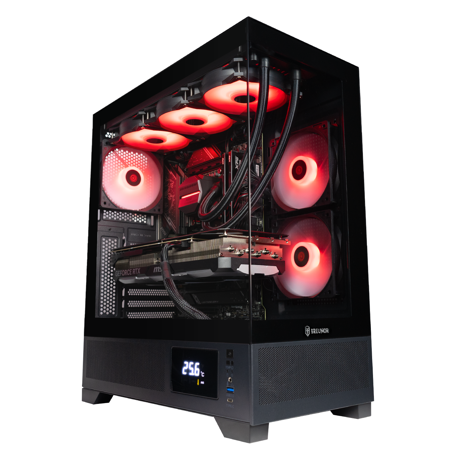 BREUNOR STRIFE PC Gaming Ryzen 9 7950X3D 16 cœurs jusqu'à 5,70 GHz, RX 7900XTX 24 Go, RAM 32 Go DDR5 6000 MHz, SSD NVMe 1000 Go, dissipateur thermique liquide 360 ​​mm, Windows 11 pro