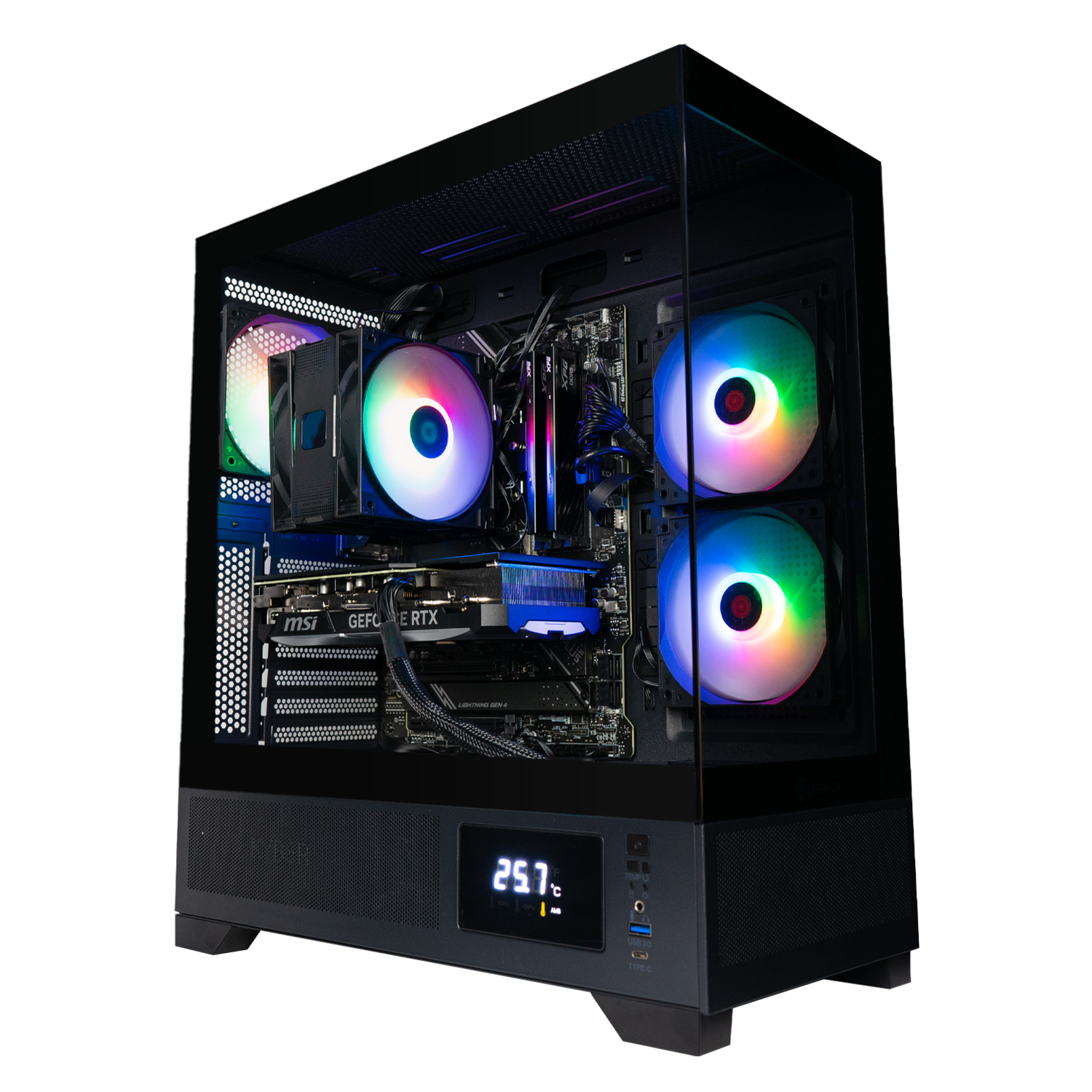 BREUNOR AMON - PC Gaming Ryzen 5 7600 6 Core jusqu'à 5,10 GHz, RX 7700XT 12 Go, Ram 32 Go DDR5 6000 MHz, SSD NVMe 1000 Go, dissipateur thermique tour, Windows 11 pro