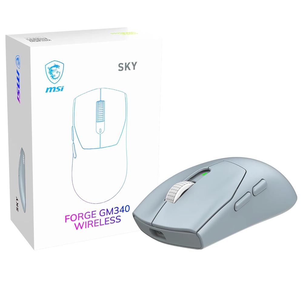 msi Forge GM340 Wireless Sky Mouse Gaming Wireless Wired 12000 DPI , autonomia 82 ore, latenza 1 ms, 57g