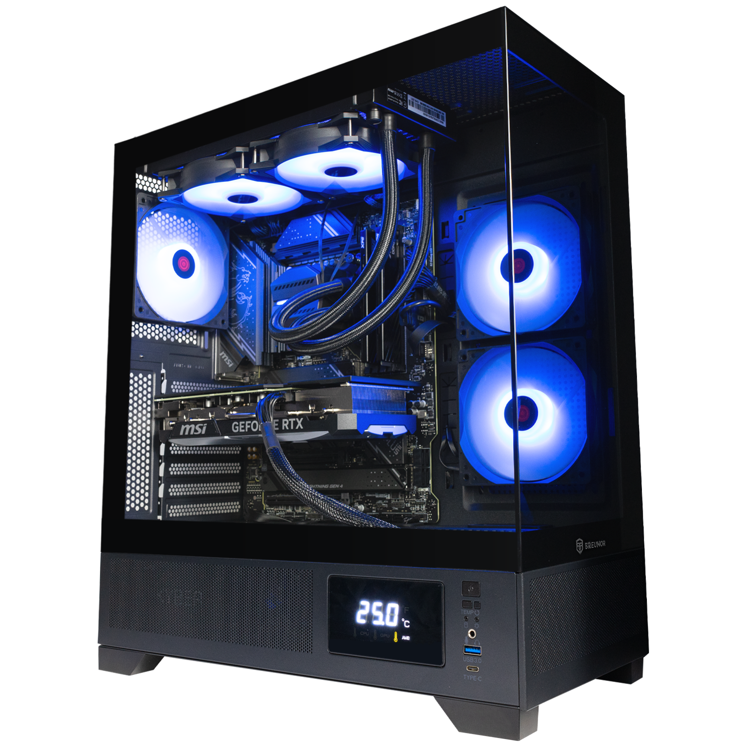 BREUNOR RAIJIN - Gaming PC Intel i7 14700K 20 Core up to 4.40 GHz, RX 7800XT 16GB, RAM 32Gb DDr5 6000MHz, SSD Nvme 2000Gb, 240mm liquid heatsink, Windows 11 pro, Desktop PC Gaming