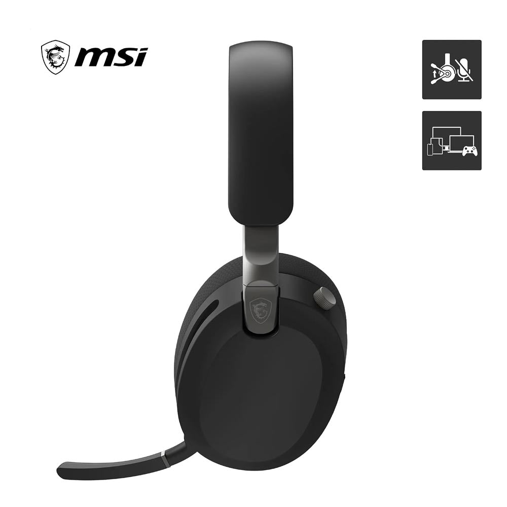 Cuffie Gaming msi MAESTRO 500 WIRELESS BLACK Cancellazione Attiva del Rumore , Bluetooth 5.4, Cablato 3.5mm, Microfono Flip-to-Mute