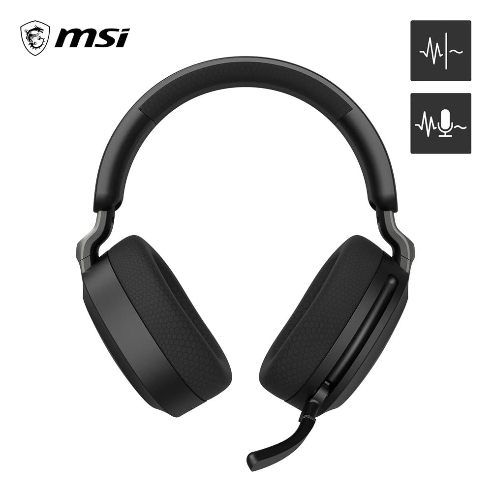 Cuffie Gaming msi MAESTRO 500 WIRELESS BLACK Cancellazione Attiva del Rumore , Bluetooth 5.4, Cablato 3.5mm, Microfono Flip-to-Mute