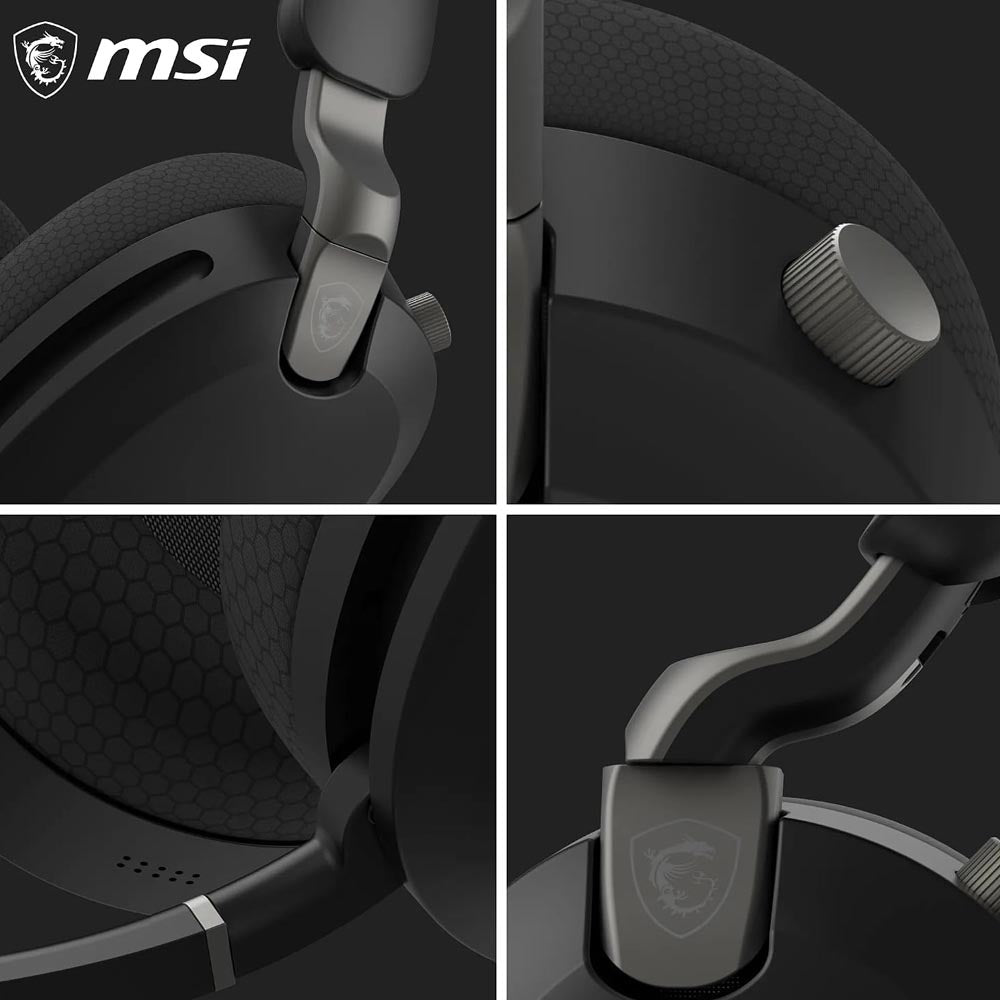 Cuffie Gaming msi MAESTRO 500 WIRELESS BLACK Cancellazione Attiva del Rumore , Bluetooth 5.4, Cablato 3.5mm, Microfono Flip-to-Mute