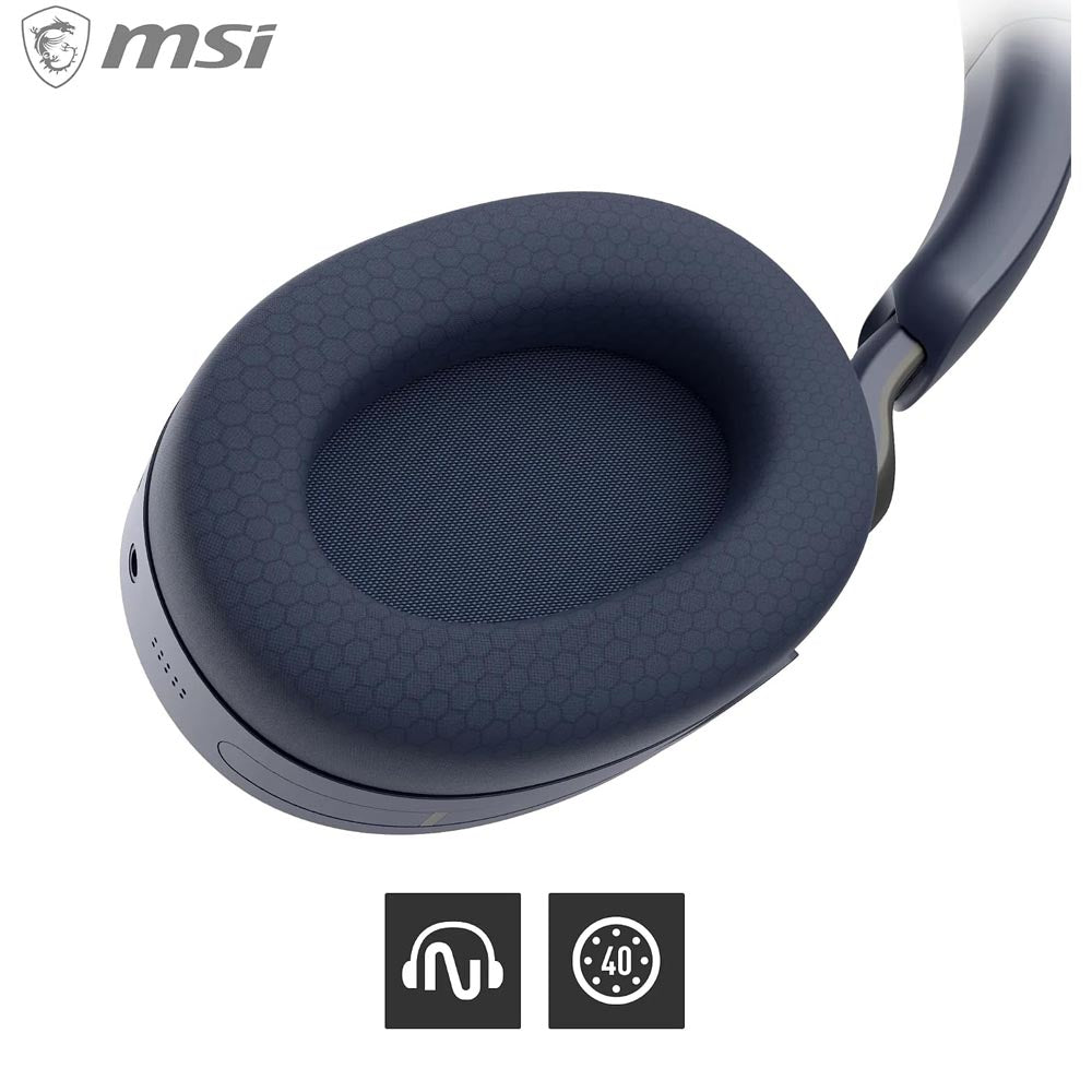 Cuffie Gaming msi MAESTRO 500 WIRELESS BLU Cancellazione Attiva del Rumore , Bluetooth 5.4, Cablato 3.5mm, Microfono Flip-to-Mute