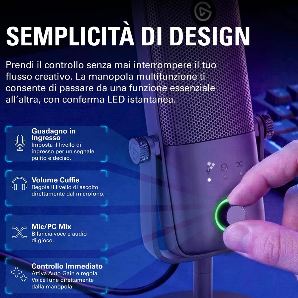 Elgato Wave:3 MK.2 – Microfono a Condensatore USB Professionale con Processore DSP Wave FX, Clipguard 2.0 e Auto Gain