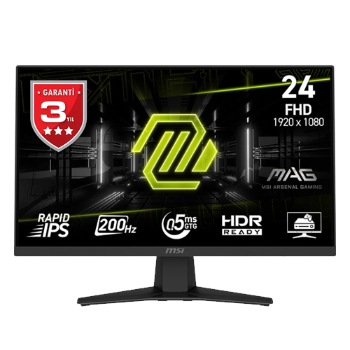 Monitor Gaming MSI MAG 244F 24" Rapid IPS 200Hz - - 1920 x 1080 Full HD (1080p) @ 200 Hz - Fast IPS