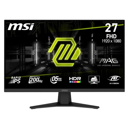 Monitor Gaming MSI MAG 274F Monitor Gaming 27" FHD, 1920x1080 Pannello Rapid IPS, 200Hz, 0,5ms (GtG), HDR Ready, Eye Care, AI Vision, HDMI 2.0b, DP 1.2a