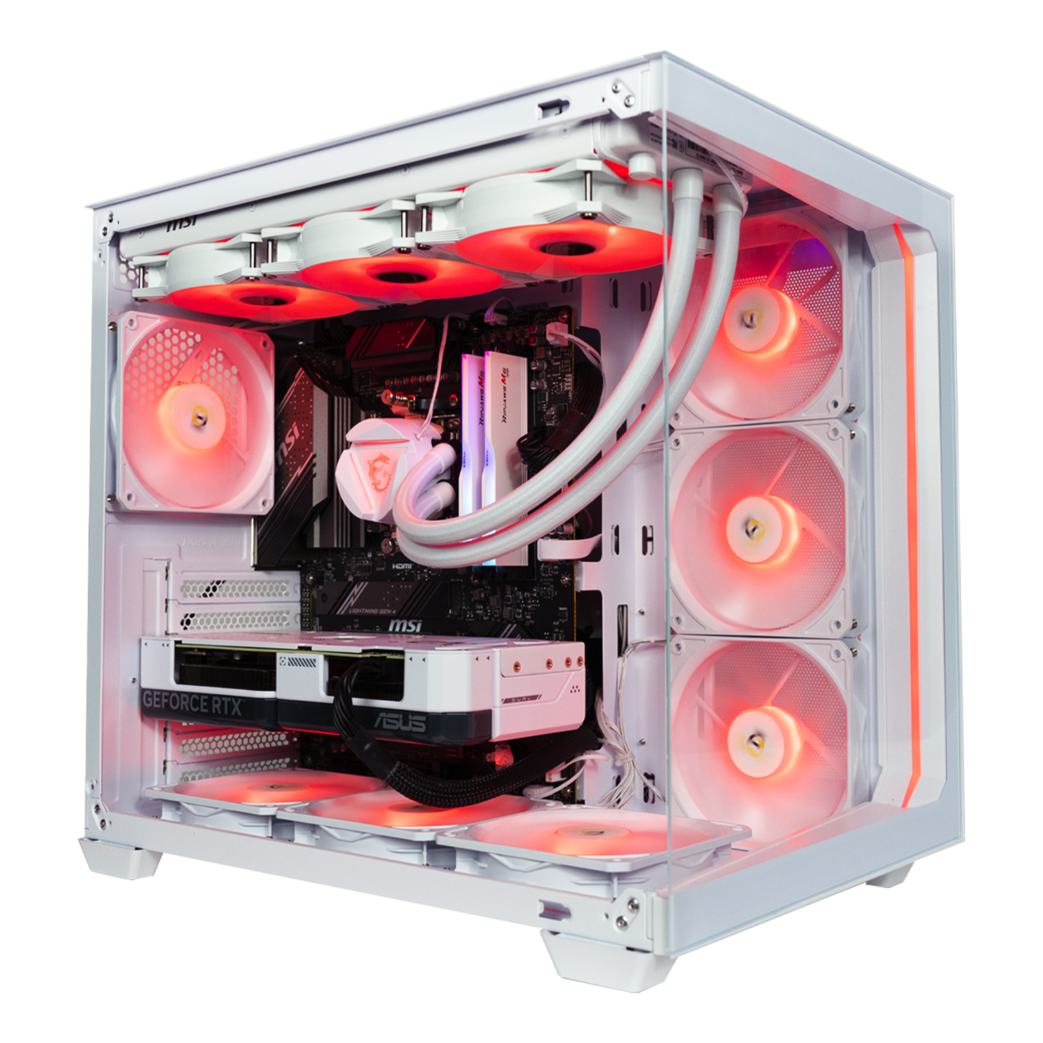 BREUNOR KIRA - Gaming PC Intel i9 14900K up to 6.00GHz, RTX 5070 Ti 16GB, Ram 32Gb DDR5 6000MHz WHITE, SSD NVMe 1000GB, 360mm WHITE liquid heatsink, Windows 11 pro